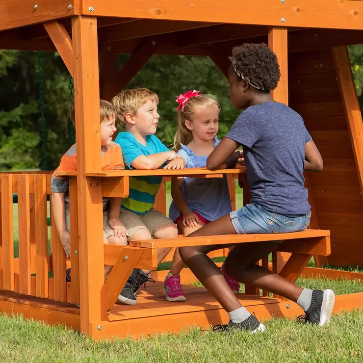 Wooden Garden Backyard Playhouse with Slide Discovery Skyfort II Playcentre (3-10 Years) - Baig Merchant