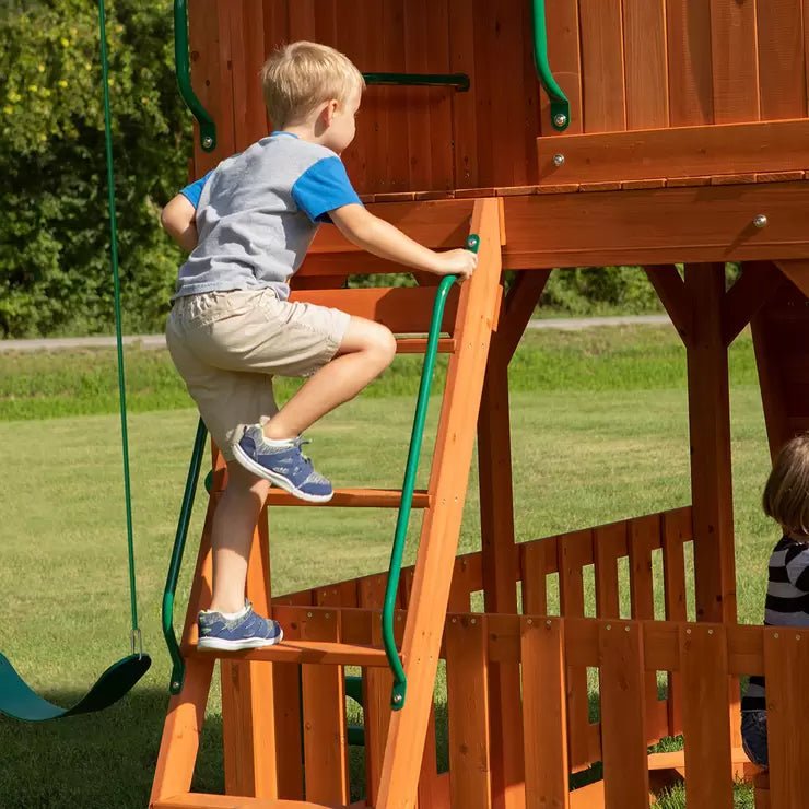 Wooden Garden Backyard Playhouse with Slide Discovery Skyfort II Playcentre (3-10 Years) - Baig Merchant