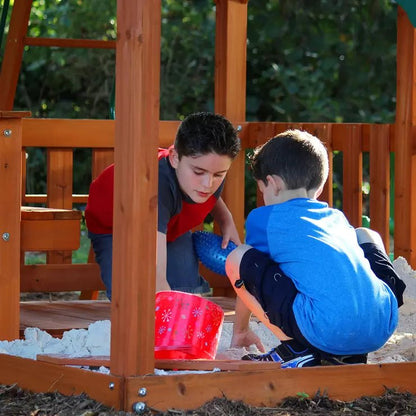 Wooden Garden Backyard Playhouse with Slide Discovery Skyfort II Playcentre (3-10 Years) - Baig Merchant